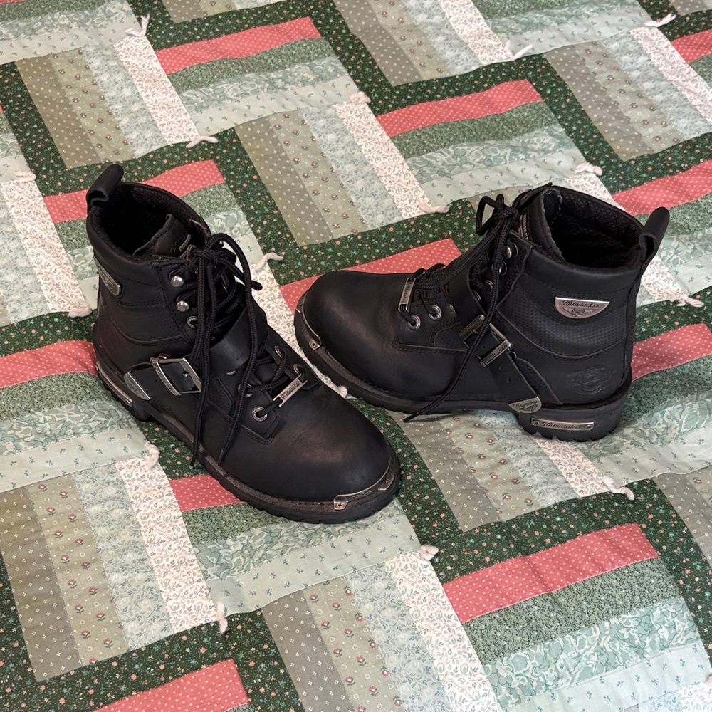 Women's Black Lace-Up Boots